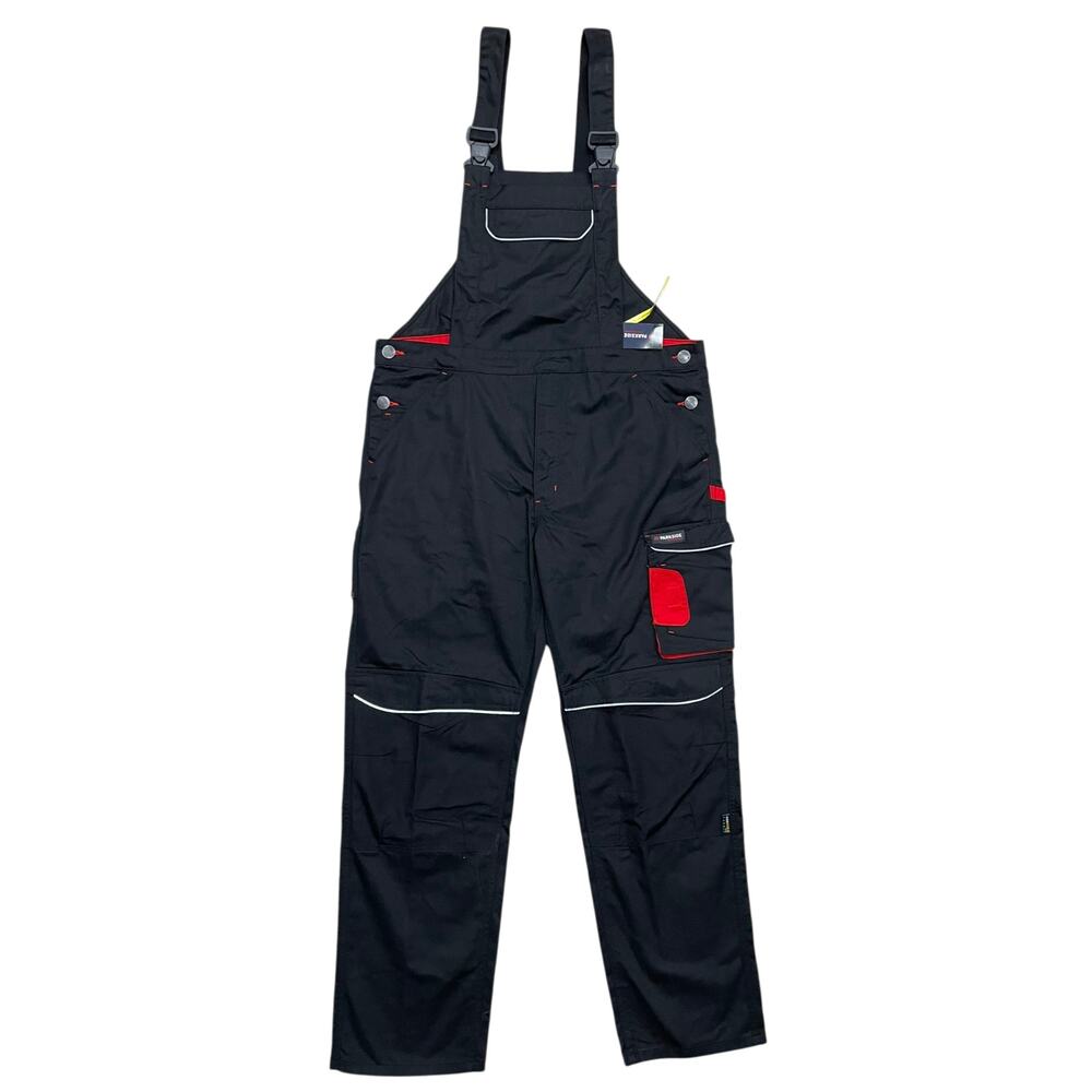 NWT Parkside Bib Overalls Men’s BLACK RED Size 40 Work Cargo Utility Overalls